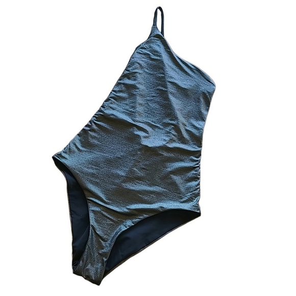 ALIX NYC | Metallic Silver Seville One Shoulder Open Back One Piece Swimsuit Sm - Picture 2 of 6